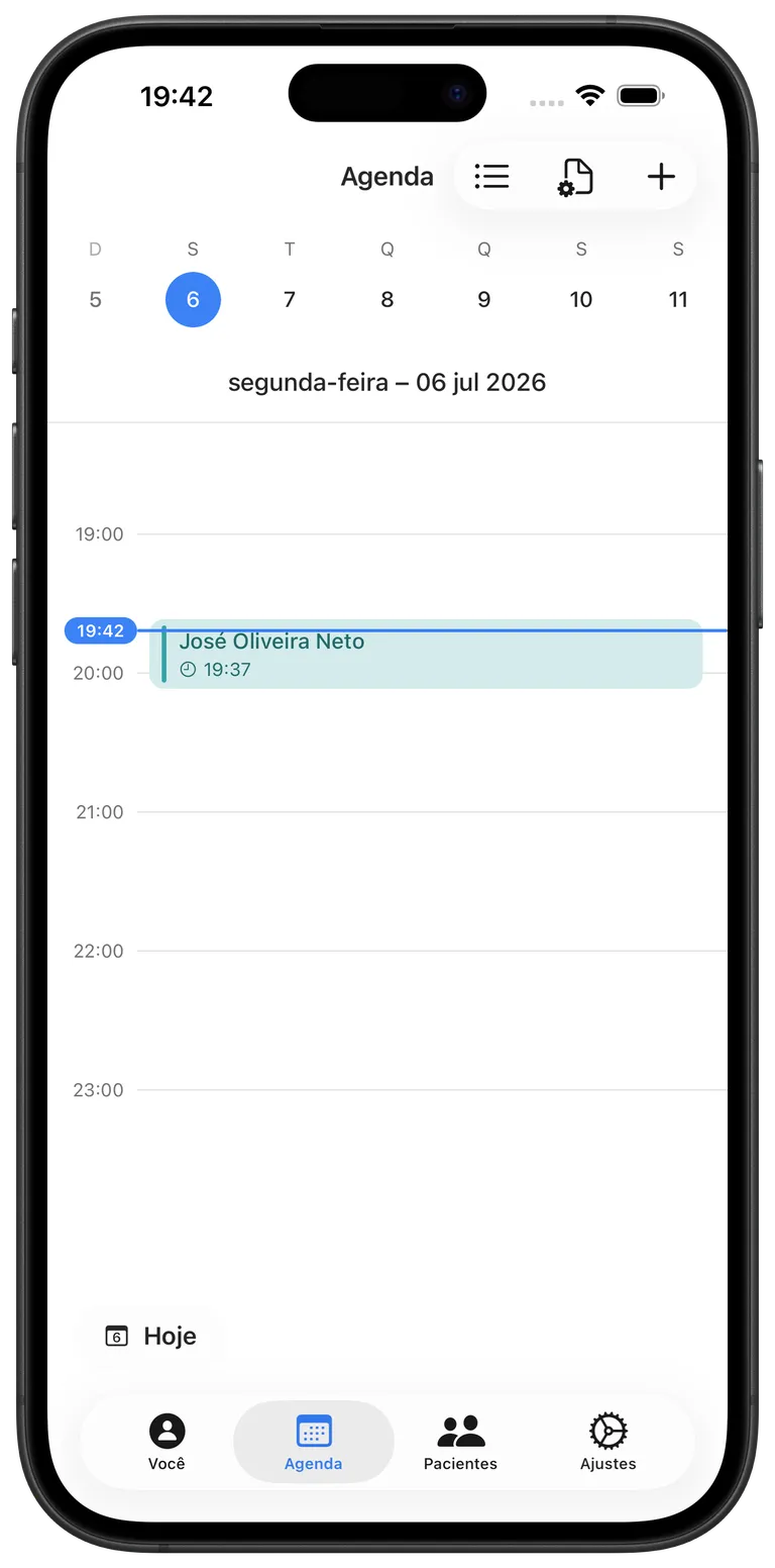 Tela de agenda de consultas