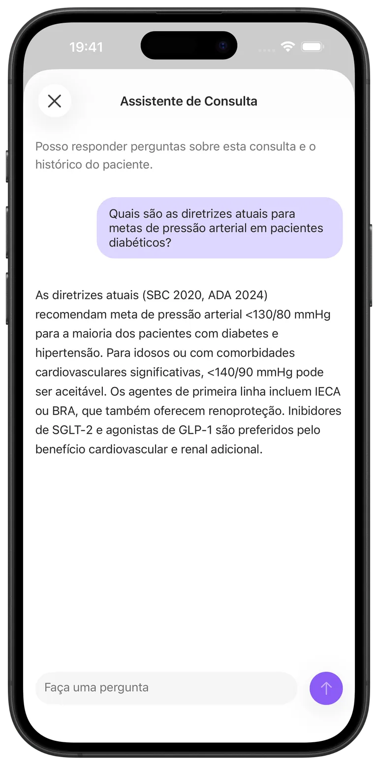 Tela do assistente de consulta