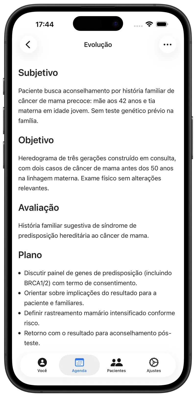 Nota de consulta escrita pelo Maestra