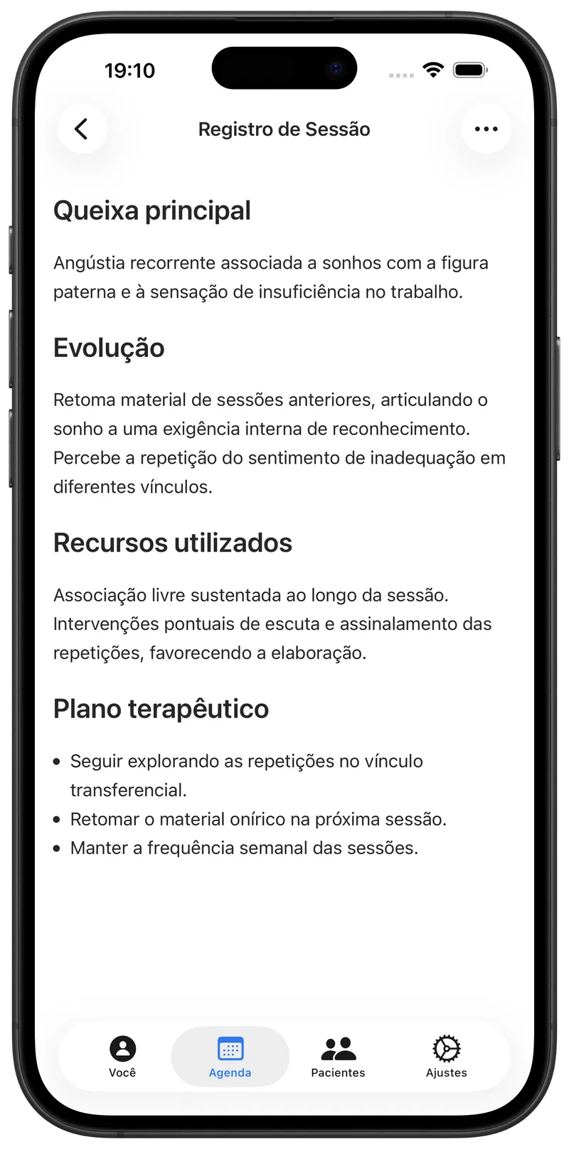 Registro de sessão escrito pelo Maestra