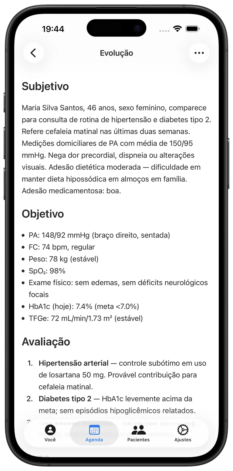 Tela de nota de consulta