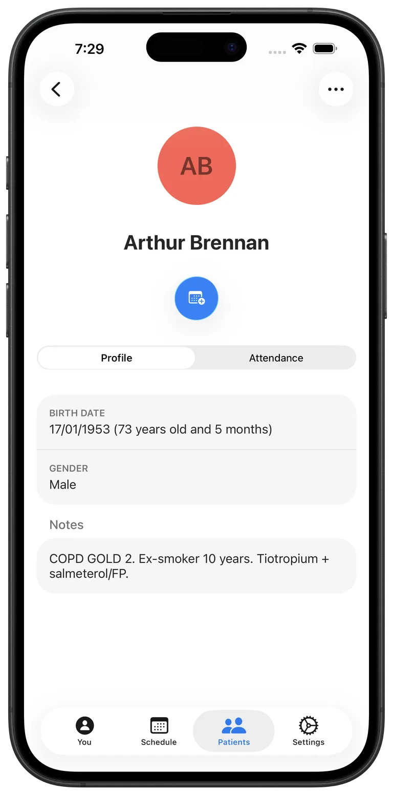 Patient detail screen