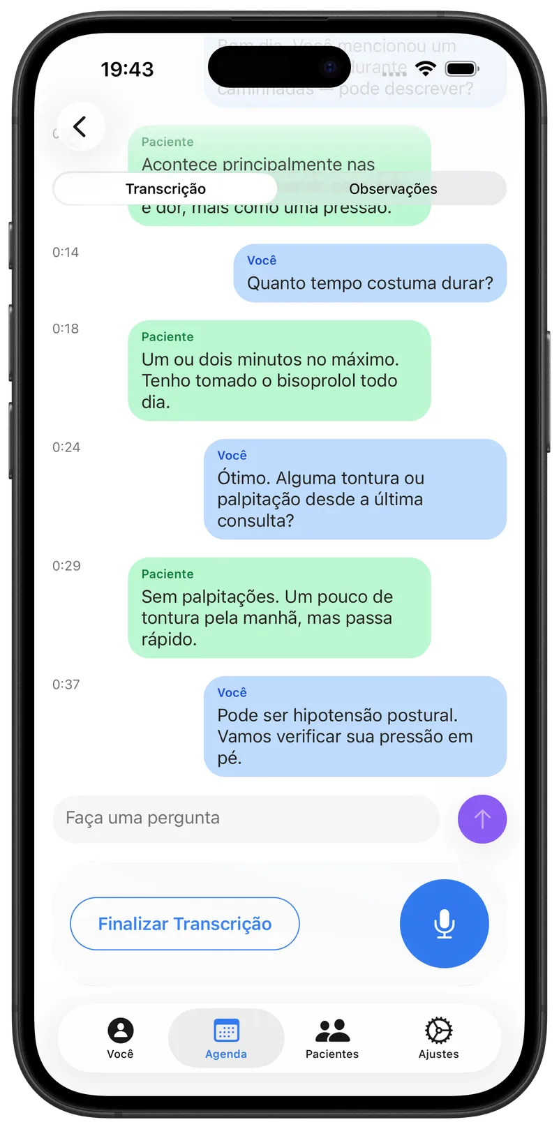 Transcrição ao vivo no Maestra